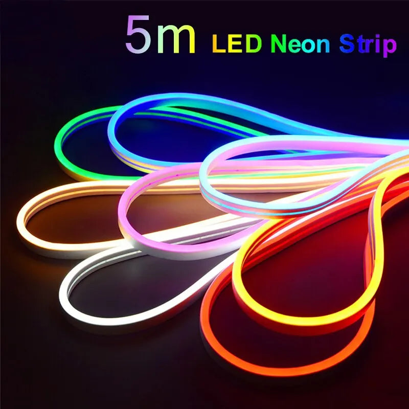 Neon Light Strip LED Flexible Silicone Set 2835 5M 600 Lights Embedded Linear Flexible Light Strip for Ndoors Outdoors Bedroom