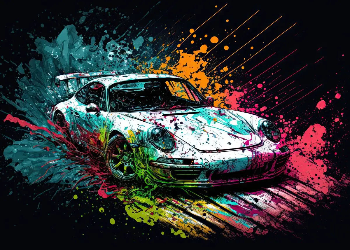 Colorful Vehicles Poster Canvas Art Pop Graffiti Lurxry Cars Print Murals Modern Wall Art Hanging Pictures Home Decor Unframed