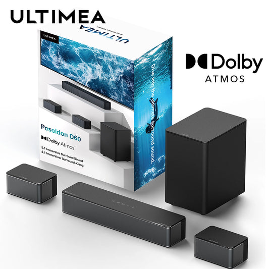 ULTIMEA 5.1 Soundbar with Dolby Atmos, 3D Surround Soundbar for TV with Wireless Subwoofer, Deep Bass, Home Theater TV Speakers