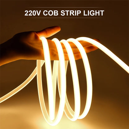 High Quality LED Strip Light COB Neon Lamp Tape AC220V Flexible Waterproof For Living Room Kitchen Cabinet Garden Courtyard Deco