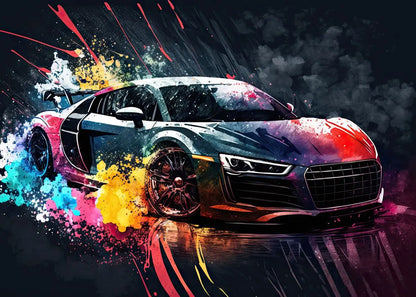 Colorful Vehicles Poster Canvas Art Pop Graffiti Lurxry Cars Print Murals Modern Wall Art Hanging Pictures Home Decor Unframed